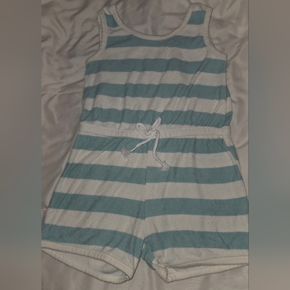 Striped Blue and White Kids One Piece